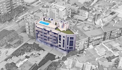 EstudioTInto - Diseño gestión inversión inmobiliaria - Vista de pájaro de promoción inmobiliaria Cornellà Barcelona
